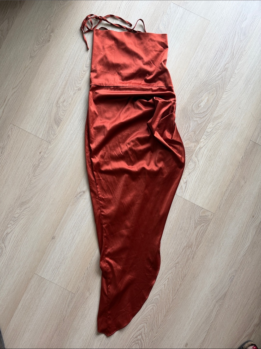 Copper Satin Asymmetric Dress